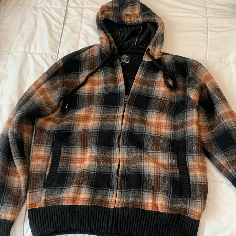 Point Zero Black and Orange Zip Up Sweater